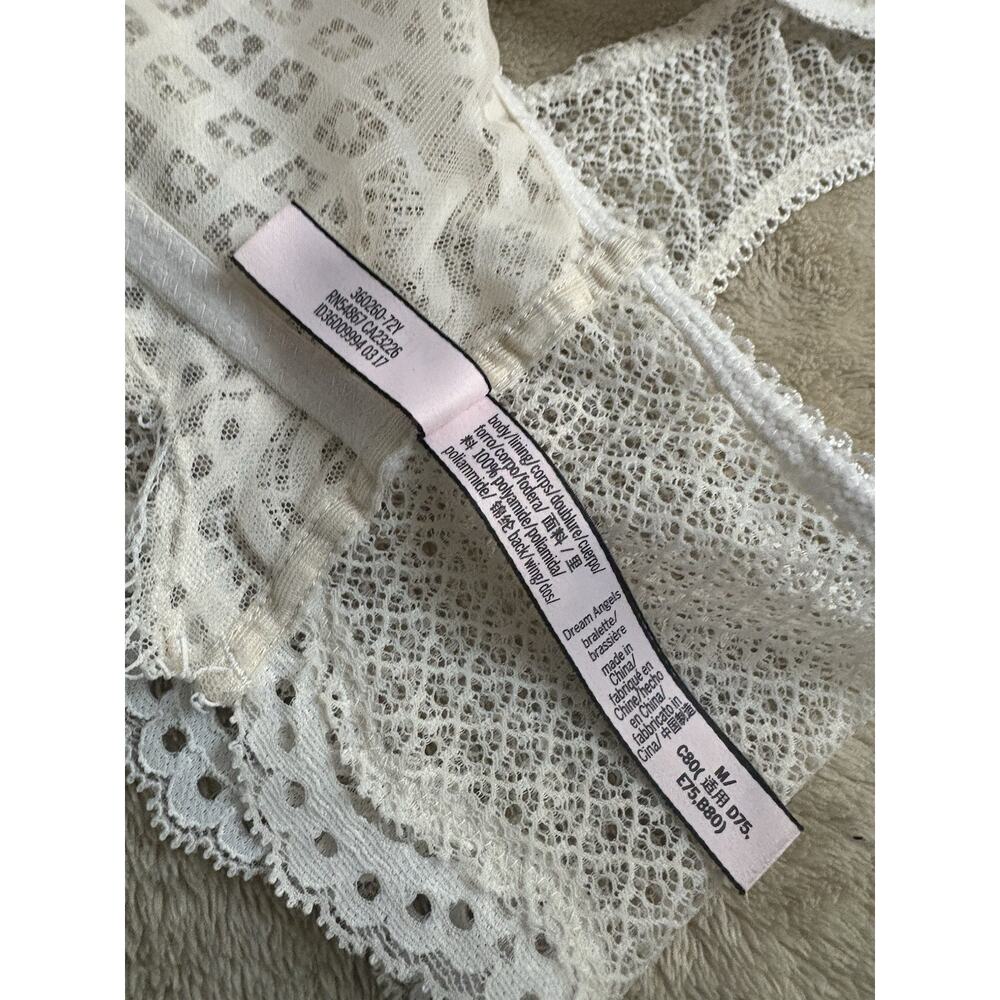 VICTORIA SECRET DREAM ANGELS LACED UP BRALETTE White Floral Mesh Sheer Crochet - Picture 8 of 14